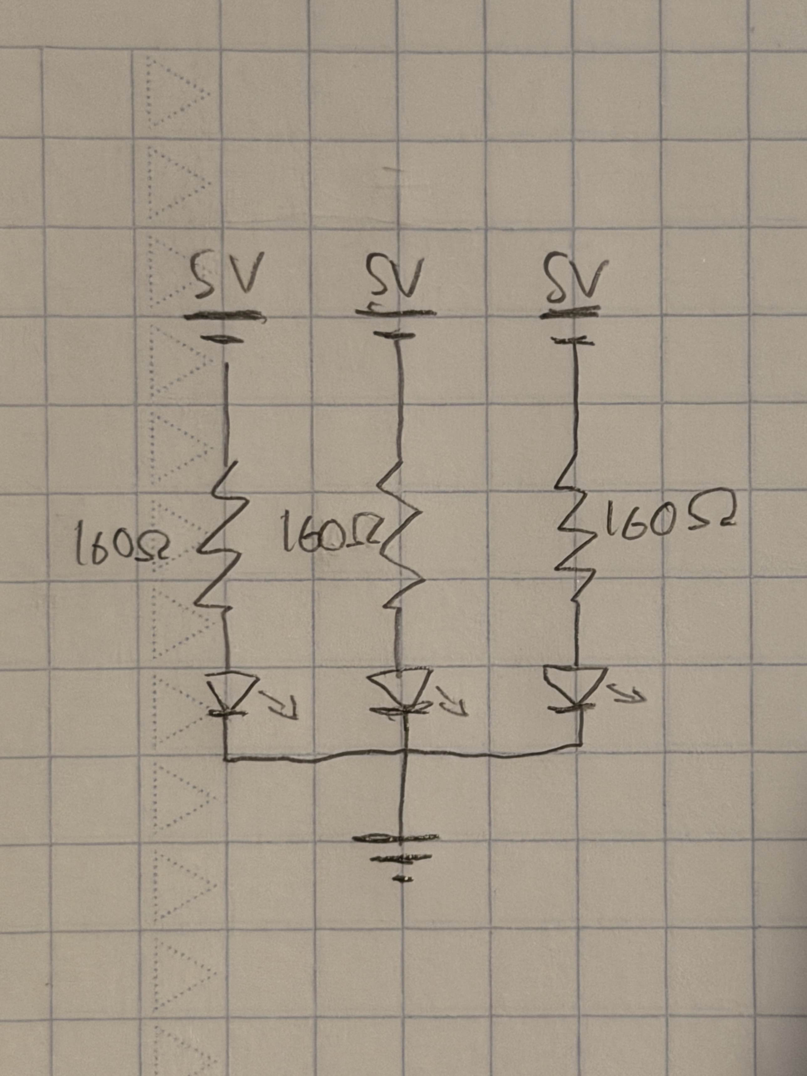 Circuit diagram with three LEDs
